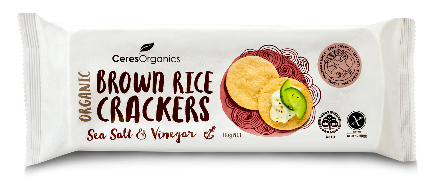 Ceres Organic - Brown Rice Crackers, Sea Salt & Vinegar 115g
