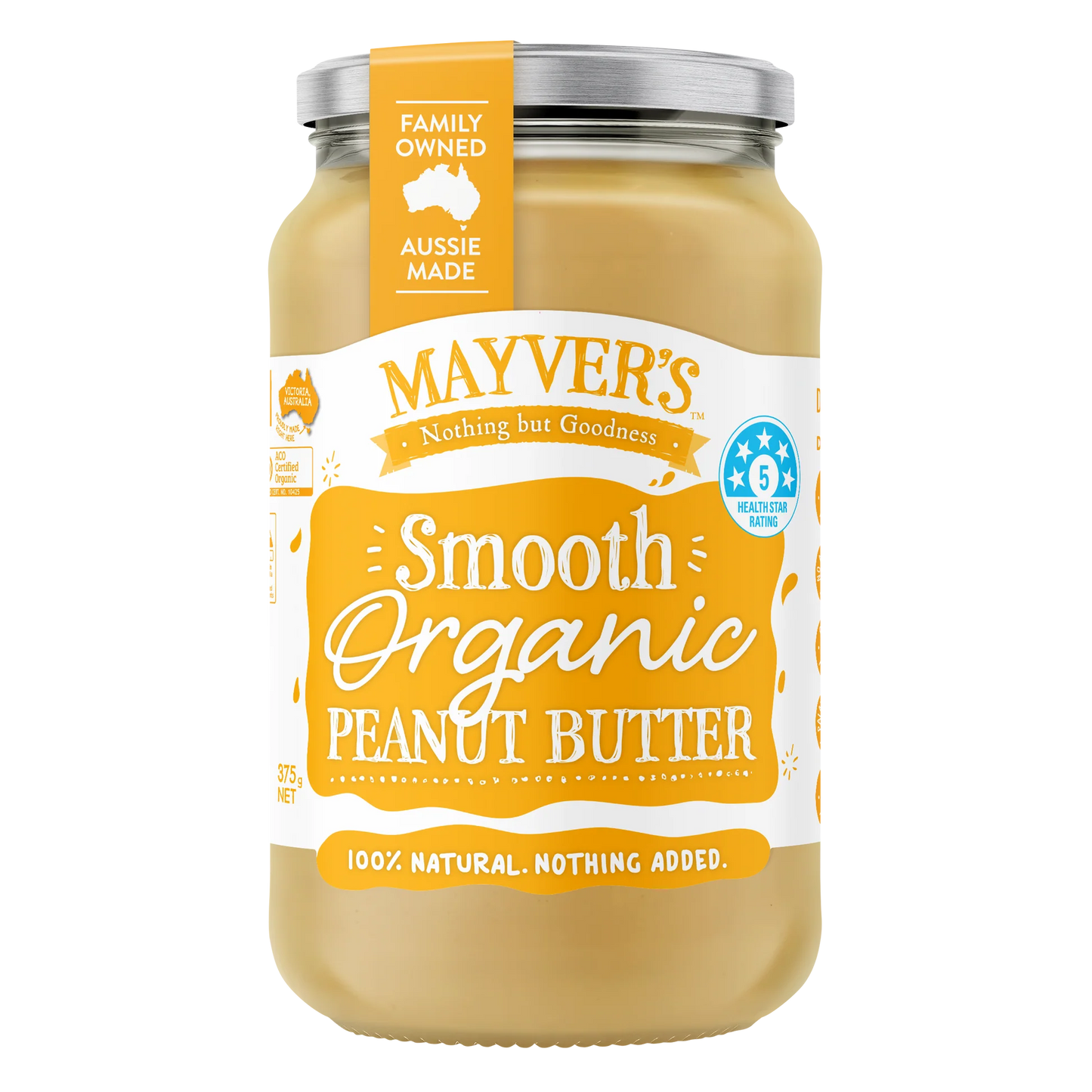 Mayver's - Organic Peanut Butter Smooth 375g