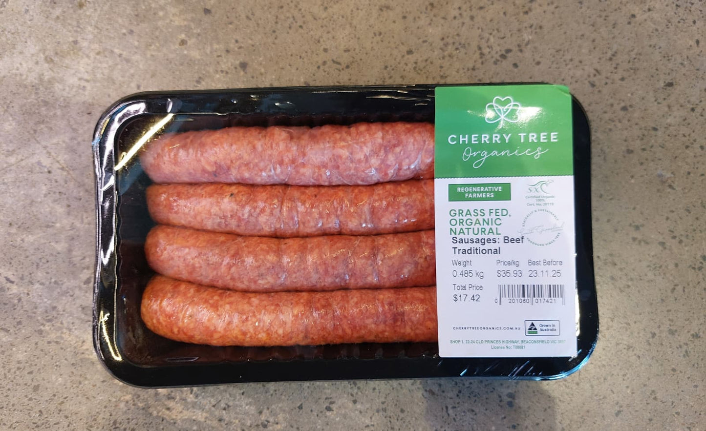 Cherry Tree Organics - Traditional Beef Sausages Organic Approximately 500g