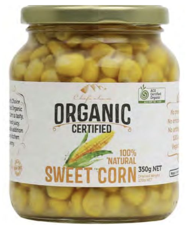 Chef's Choice - Organic Sweet Corn 350g
