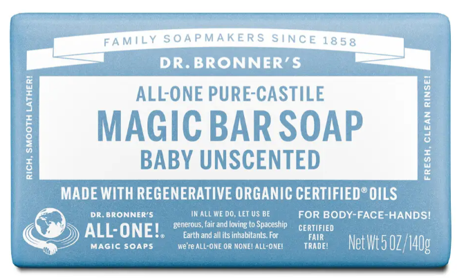 Dr Bronner's - Baby Unscented Soap Bar 140g