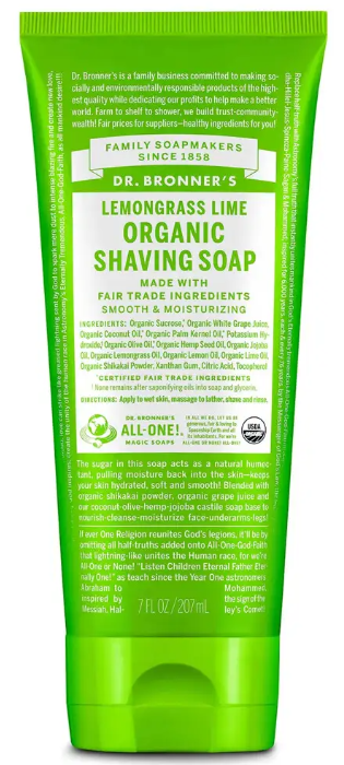 Dr Bronner's - Lemongrass Lime Shave Soap 207ml