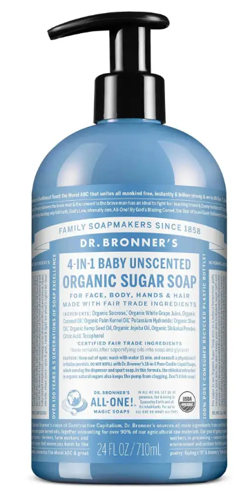 Dr Bronner's - Baby Unscented Pump Soap 710ml