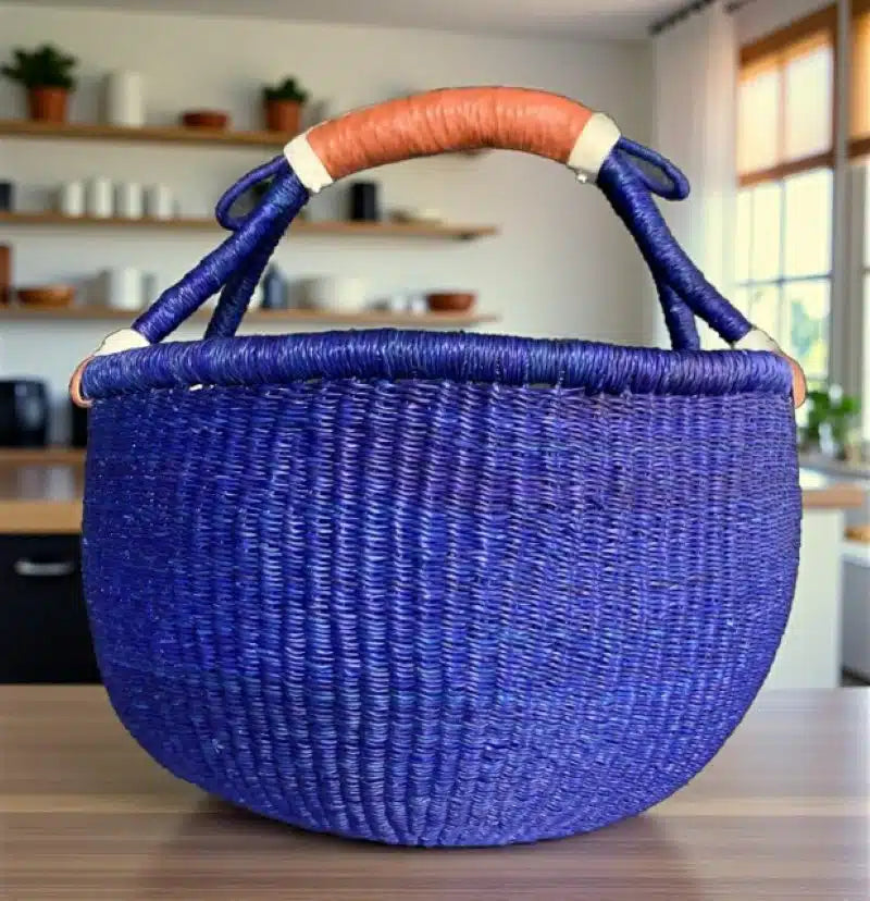 Bashiri - Large Round African Bolga Carry Basket