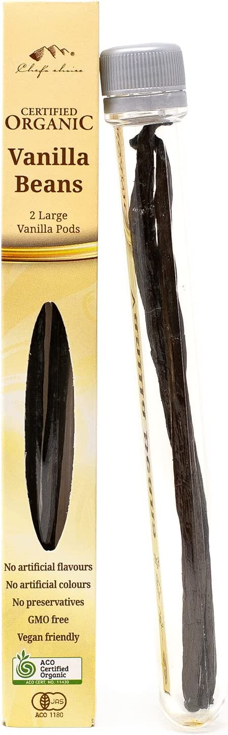 Chef's Choice - A-grade Organic Vanilla Beans (2) In Glass Tube