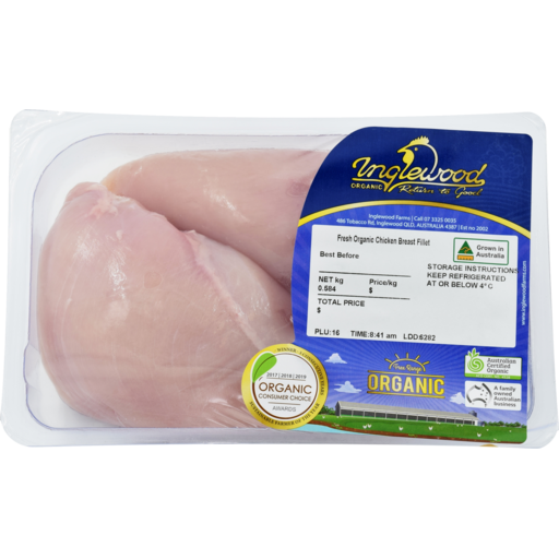 Inglewood Farms - Chicken Breast Skinless Organic Per Kg 1kg