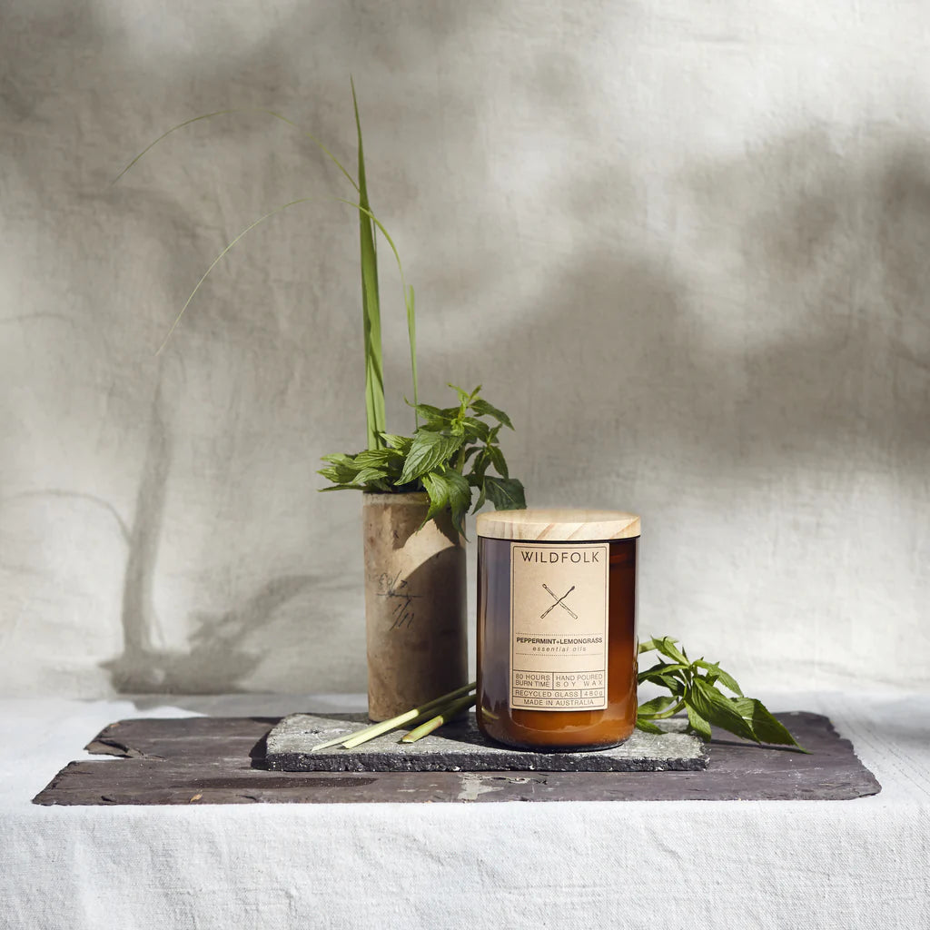 Wildfolk - Peppermint and Lemongrass Glass Soy Candle