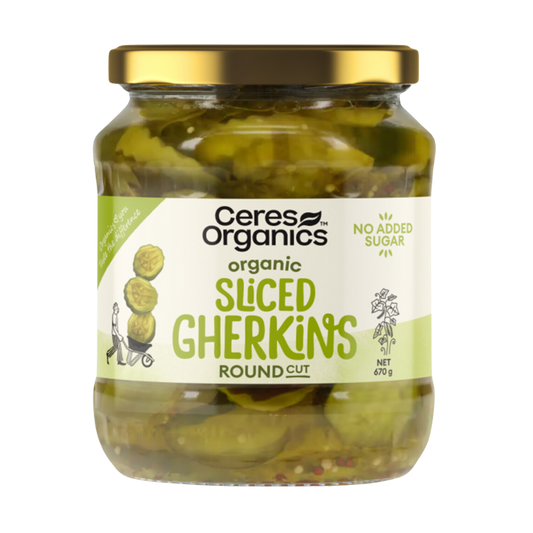 Ceres Organic - Sliced Gherkins, round-cut 670g