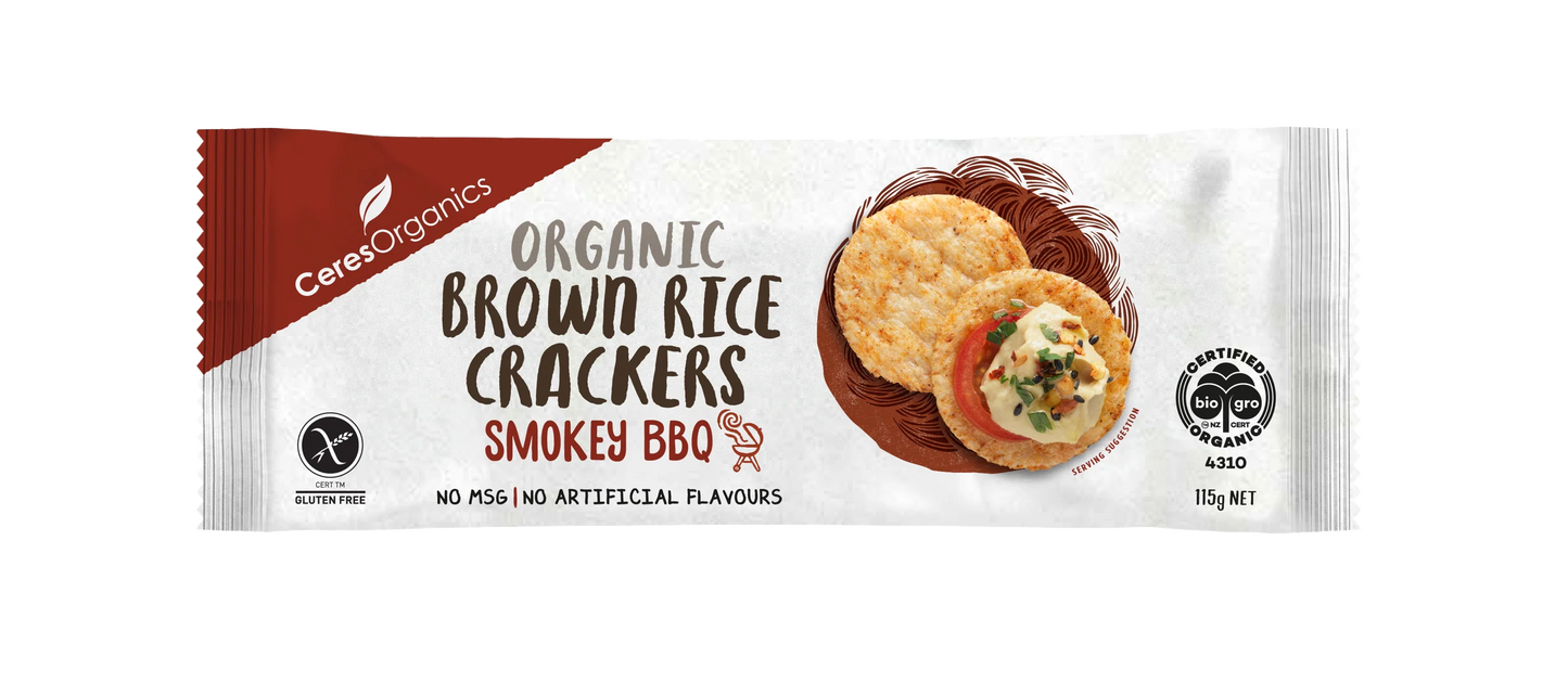 Ceres Organic - Brown Rice Crackers Smokey BBQ 115g