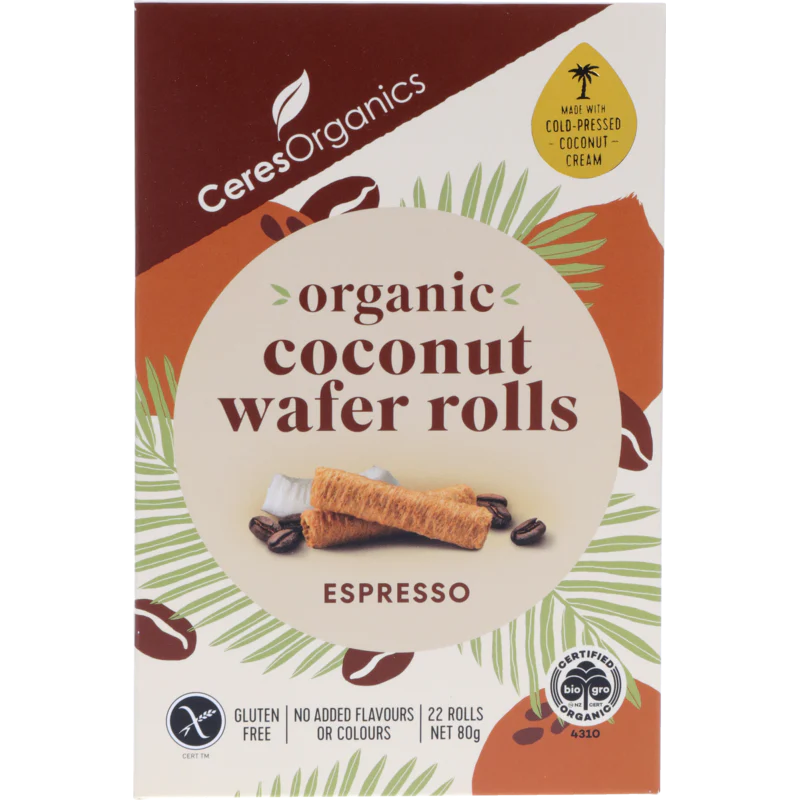 Ceres Organic - Coconut Wafer Rolls Espresso 80g