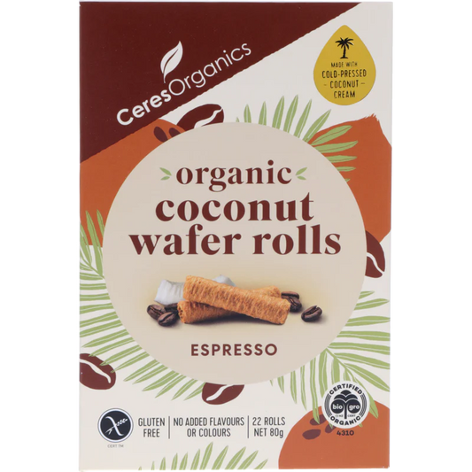 Ceres Organic - Coconut Wafer Rolls Espresso 80g
