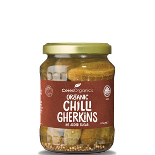 Ceres Organic - Gherkins Spicy Chilli Whole, No Added Sugar 670g