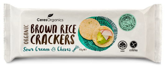 Ceres Organic - Brown Rice Crackers Sour Cream & Chives 115g