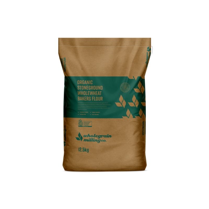 Wholegrain Milling - Organic Stoneground Wholewheat Bakers Flour 12.5kg