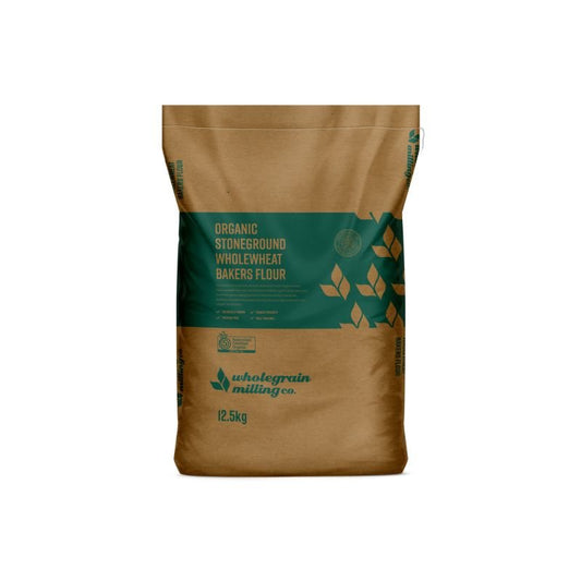 Wholegrain Milling - Organic Stoneground Wholewheat Bakers Flour 12.5kg
