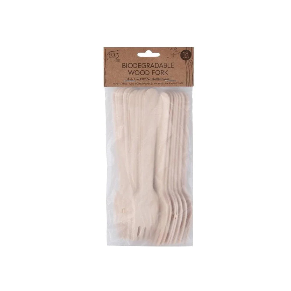 White Magic Eco Basics - Biodegradable Wood Forks 18pk