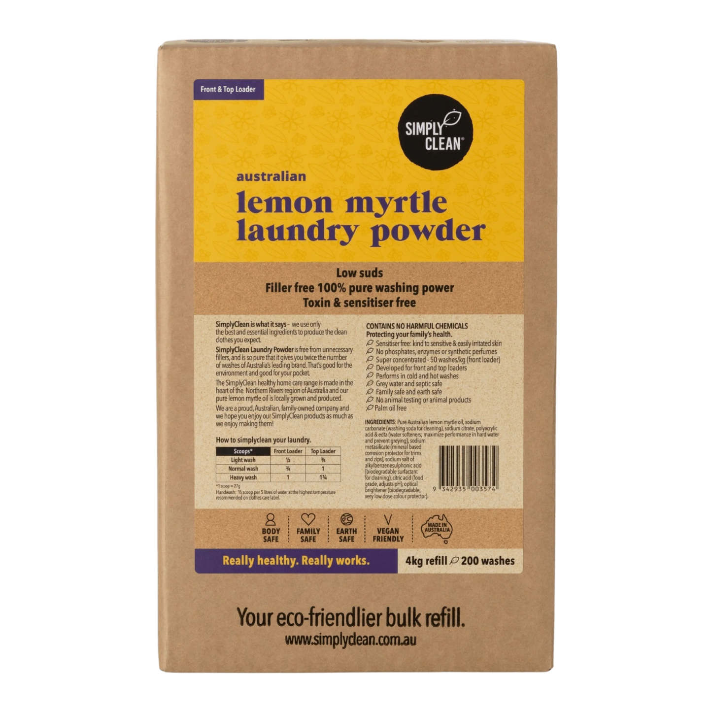 Simply Clean - Lemon Myrtle Laundry Powder 4kg