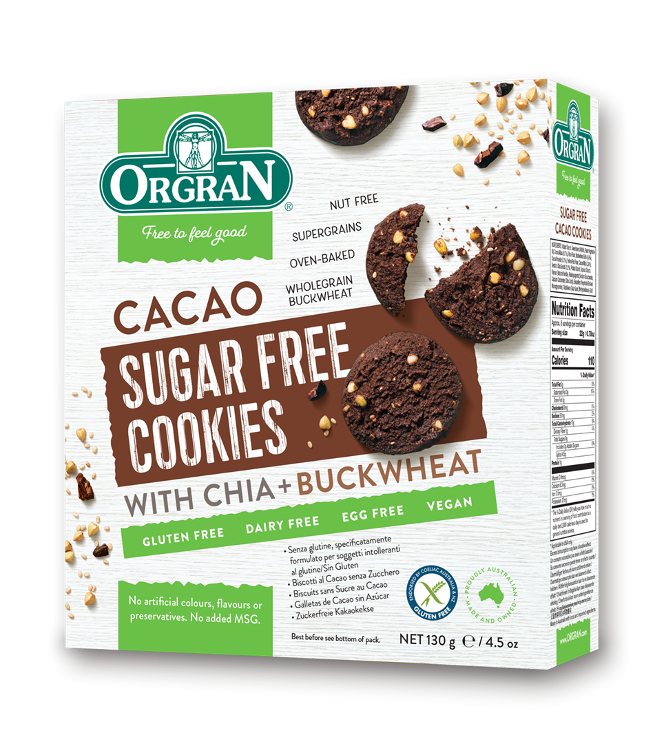 Orgran - Cacao Sugar Free Cookies 130g