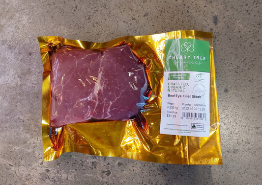 Cherry Tree Organics - Beef Eye Fillet Steak Organic Approximately 250g