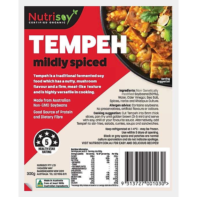 Nutrisoy - Tempeh Mild Spice Red 300g