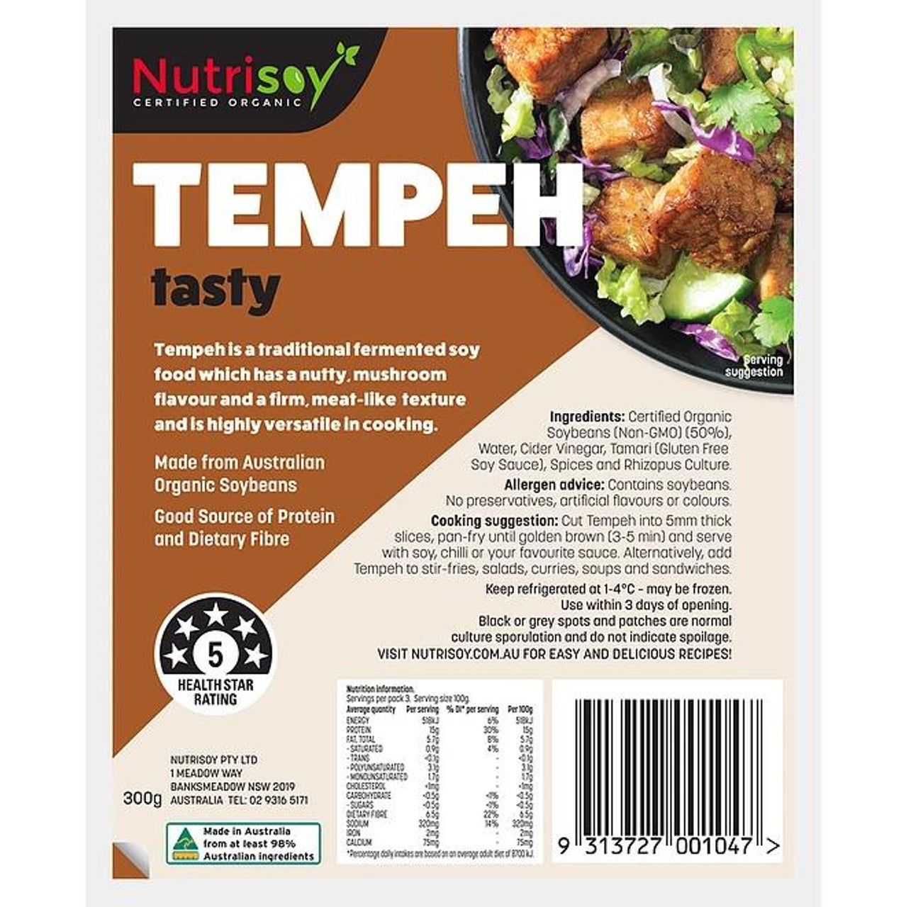 Nutrisoy - Tempeh Tasty Brown 300g