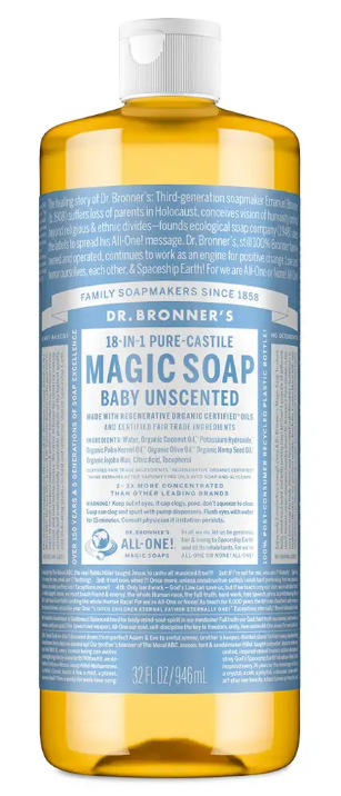 Dr Bronner's - Baby Unscented Castile Soap 946ml