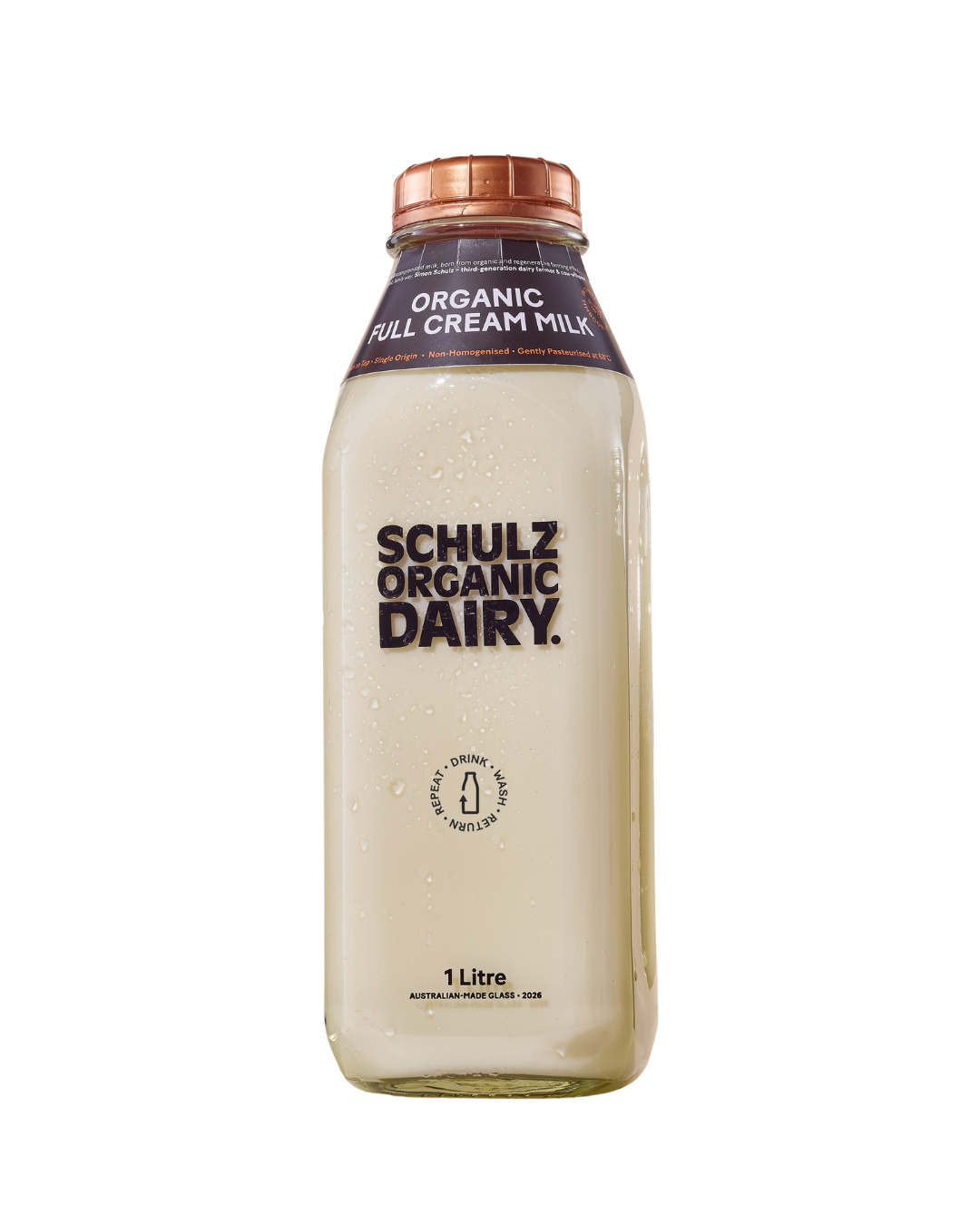 Schulz Organic Dairy - Glass Full Cream Milk 1lt