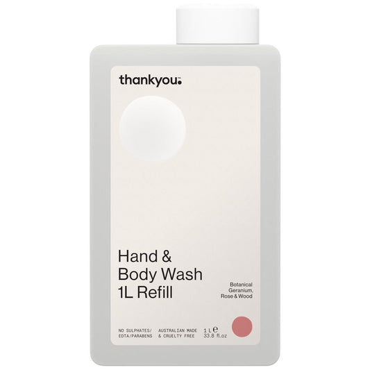 Thank You - Hand & Body Wash Refill Geranium Rose & Wood 1lt